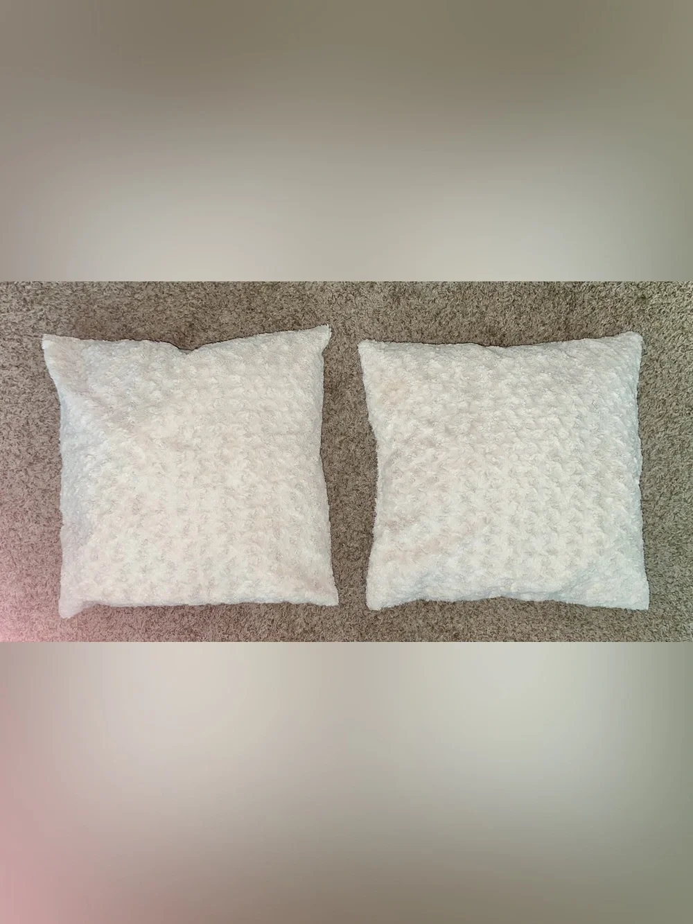 Luxury White/Creme Textured Decorative Throw Pillow Set